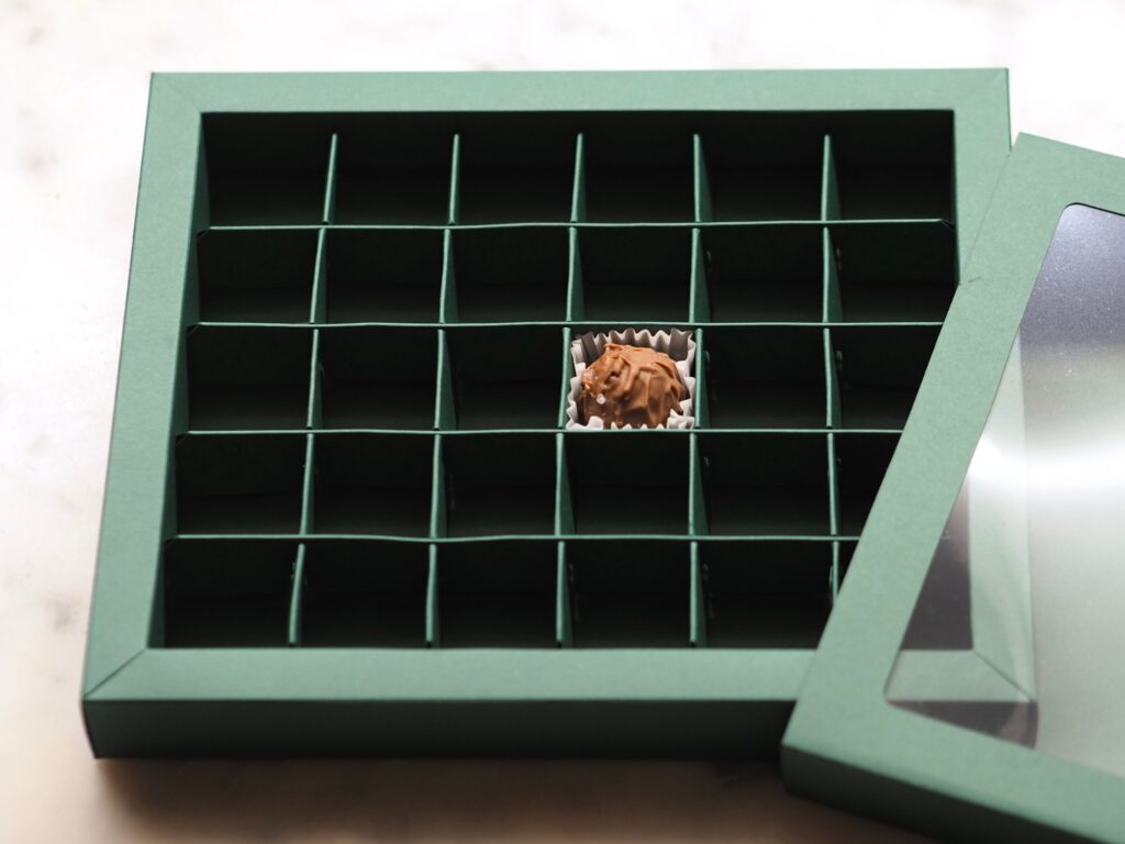 Pralinenbox 30er tannengrün